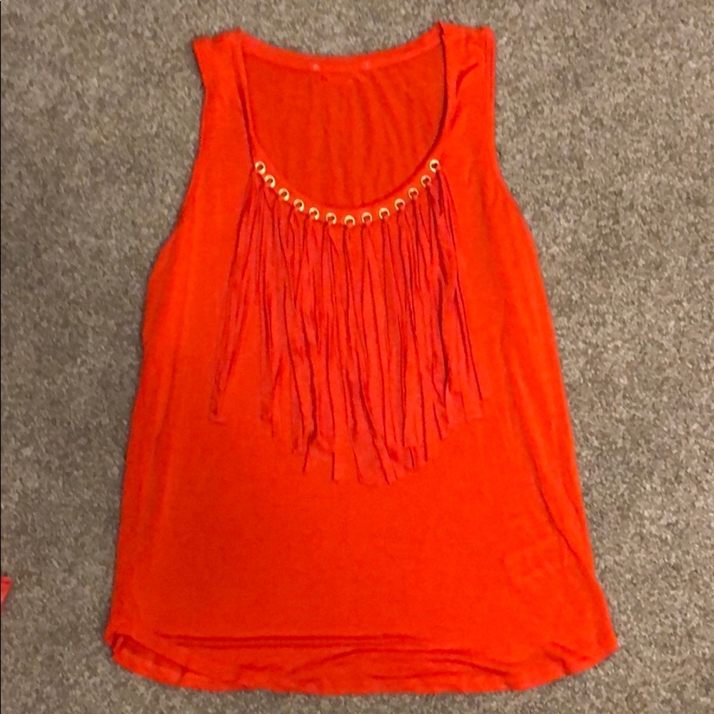 Cute orange fringe top